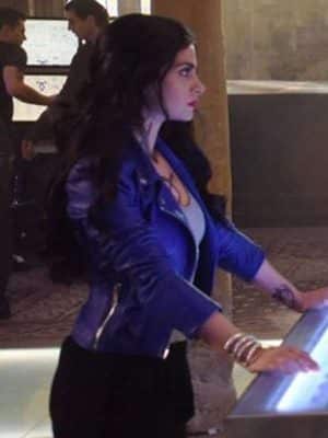 Shadowhunters-Isabelle-Lightwood-Motorcycle-Blue-Leather Jacket-Sale