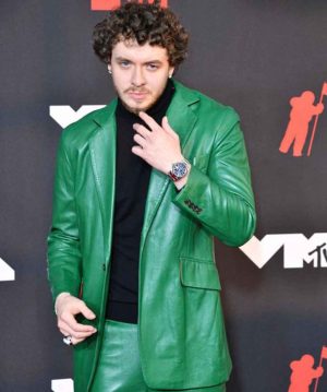 Jack-Harlow-Blazer-Green-Mens-Leather-Jacket