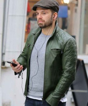 Sebastian-Stan-Biker-Quilted-Green-Leather-Jacket