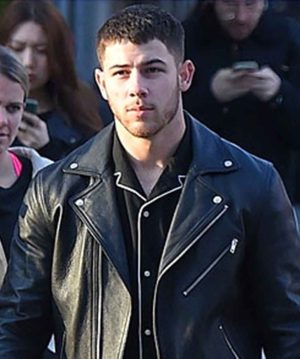 nick-jonas-black-Biker-jacket