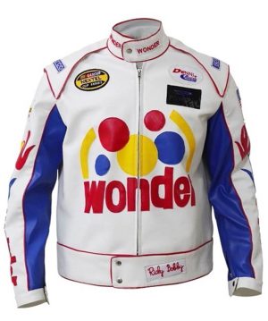 Talladega Nights Ricky Bobby Wonder White Leather Jacket