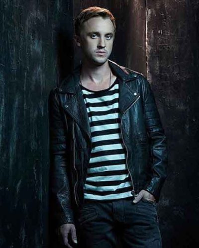 Tom Felton Black Fur Collar Leather Jacket - Free Shipping