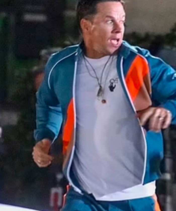 Huck Dembo Me Time 2022 Movie Mark Wahlberg Blue Tracksuit