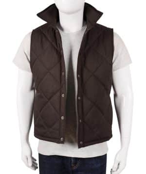 Kevin Costner John Dutton Yellowstone Quilted Brown Vest