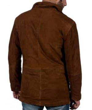 Robert Taylor Sheriff Longmire Brown Suede Leather Coat Sale free shipping