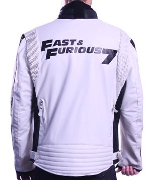 Vin Diesel Fast And Furious 7 Racing White Jacket for Men