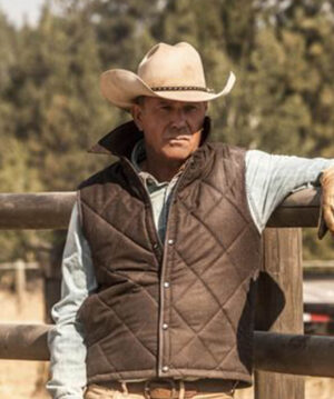 Kevin Costner Yellowstone Quilted Brown Vest