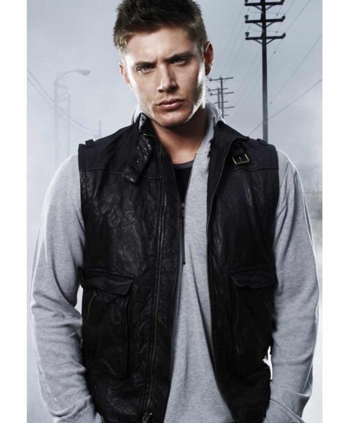 Supernatural Jensen Ackles Black Leather Vest