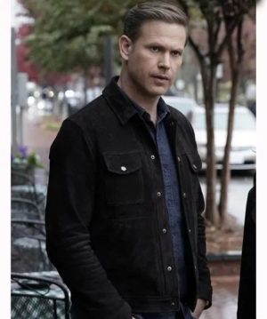 Legacies Alaric Saltzman Black Suede Leather Jacket Men