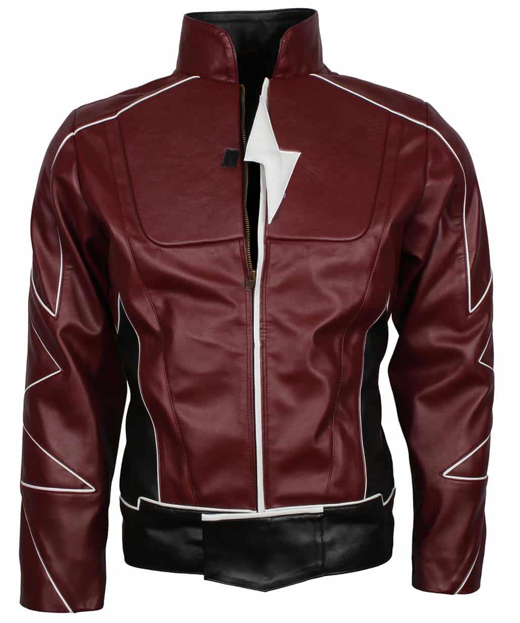 The Flash Barry Allen Maroon Leather Jacket Costume