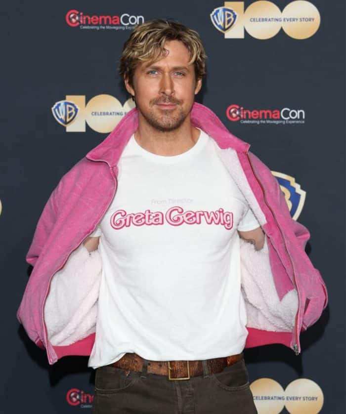 Ryan Gosling Pink Bomber leather Jacket barbie