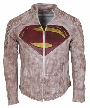 Superman Justice League White Waxed Leather Jackets