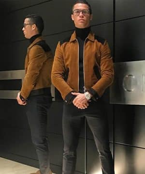 Cristiano Ronaldo Brown Suede Leather Jacket