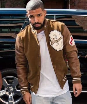 Shop Drake Suede Leather Varsity Jacket