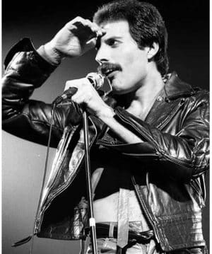 Freddie Mercury Black Vintage Leather Jacket outfit black