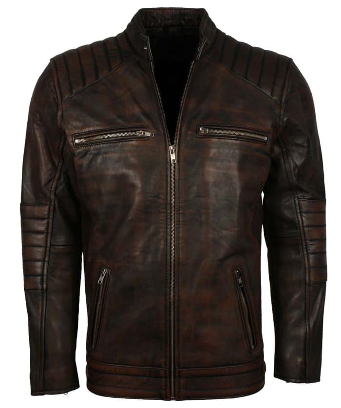 Haemon Brown Biker Leather Jacket usa