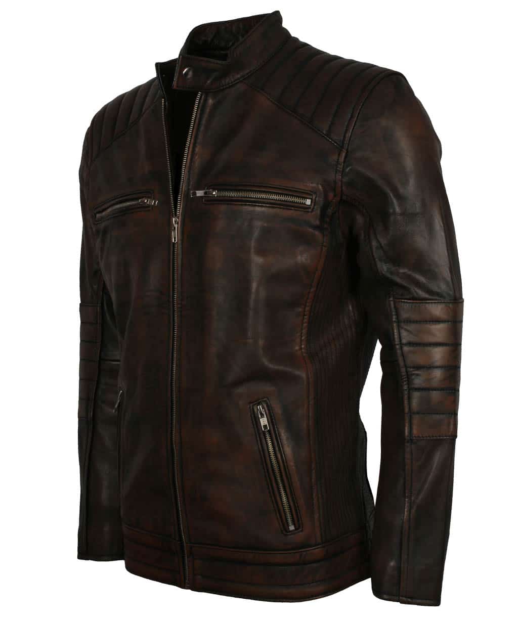 Shop Haemon Brown Biker Leather Jacket