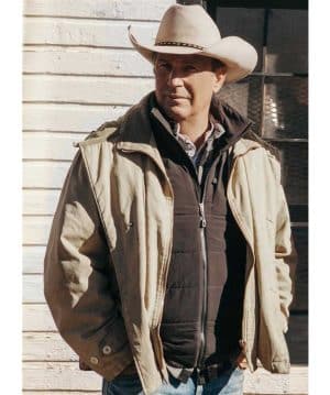 Kevin Costner John Dutton Yellowstone Beige Cotton Jacket usa online