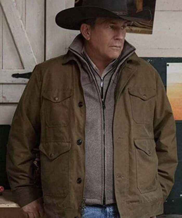 Kevin Costner Yellowstone John Dutton Brown Cotton Jacket