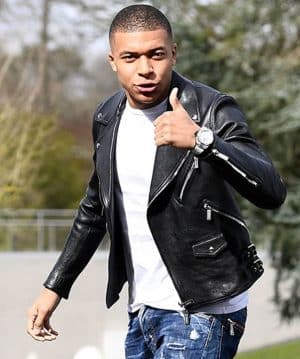 Kylian Mbappe Black Leather Jacket - USA Leather Factory