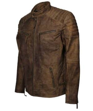 Men Cafe Racer Distressed Leather Jacket - USA Leaher Factory