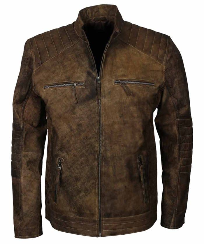 Morpheus Quilted Biker Distressed Leather Jacket