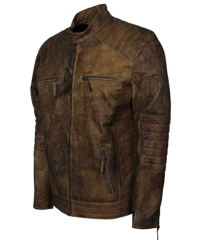 Morpheus Quilted Biker Distressed Leather Jacket