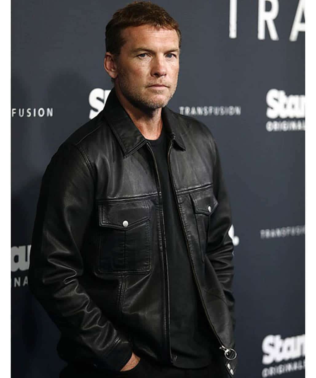 Sam Worthington Black Trucker Leather Jacket