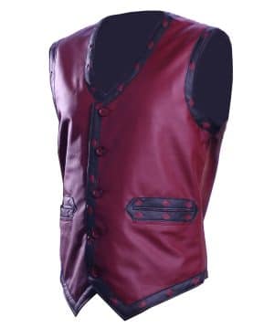 The Warriors Maroon Leather Vest Halloween Costumes