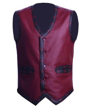 The Warriors Maroon Leather Vest Biker Halloween Costume