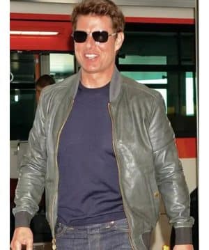 Tom Cruise Olive Green Bomber Leather Jacket