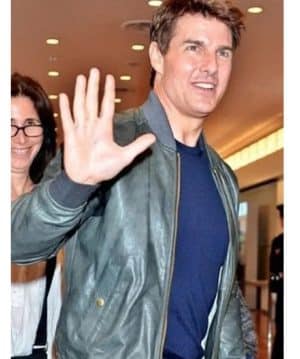 Tom Cruise Olive Green Bomber Leather Jacket Outfit