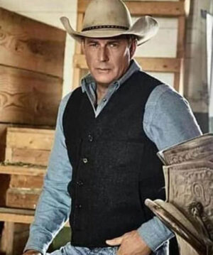 TV Series Yellowstone John Dutton Grey Wool Vest