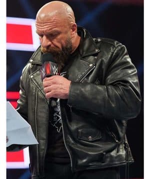 WWE Superstar Triple H Black Leather Jacket for men