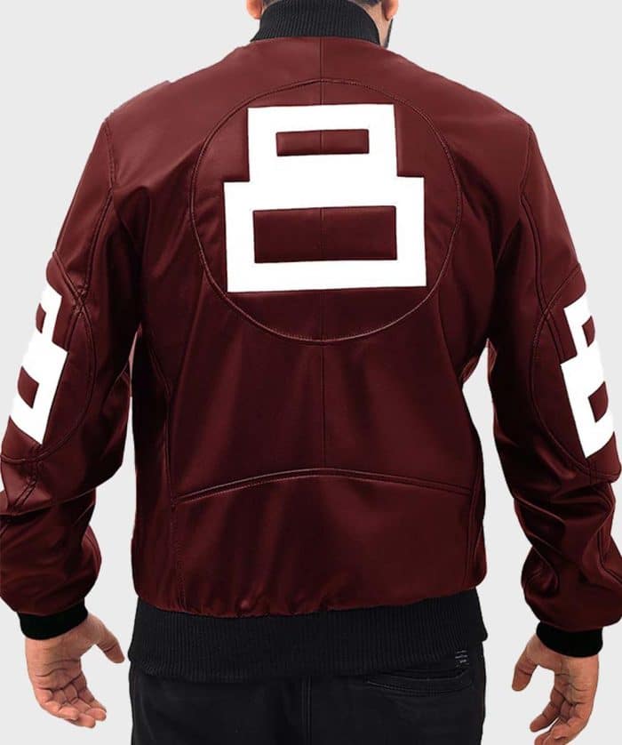 8 Ball Bomber Jacket for Men outfit Maroon