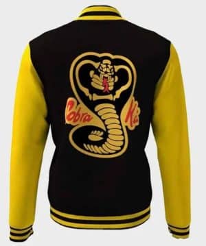 Karate Kid Cobra Kai Black Varsity Jacket with Leather Sleeves