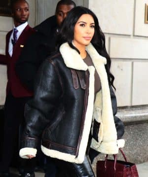 Kim Kardashian B3 Bomber Aviator Leather Jacket