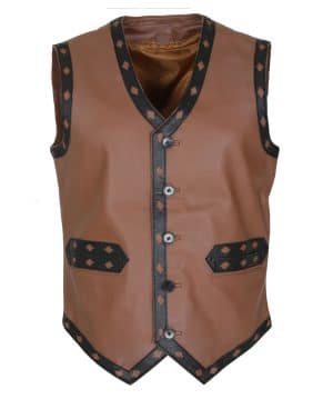 Michael Beck The Warriors Swan Brown Leather Vest