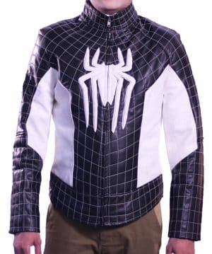 Spiderman White and Black Leather Jacket