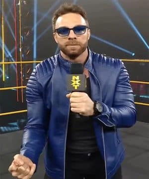 WWE LA Knight Blue Leather Jacket