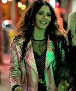 Sarah Shahi Sex/Life Pink Leather Jacket