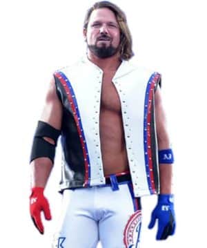 WWE A.J. Styles White Leather Vest