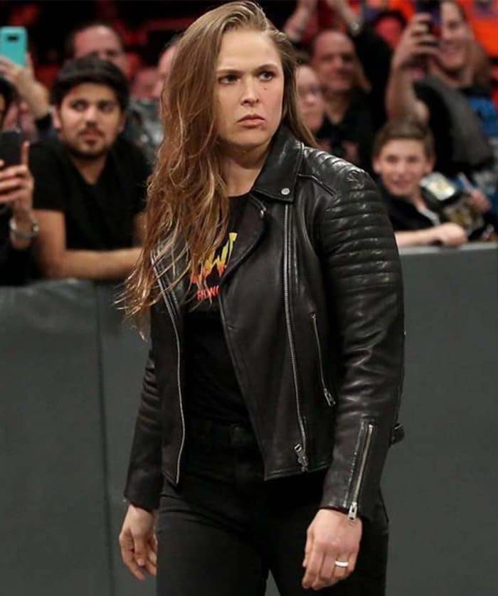 WWE Ronda Rousey Black Leather Jacket