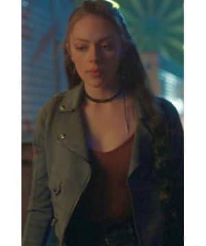 Danielle Rose Russell Legacies Grey Suede Leather Jacket Women