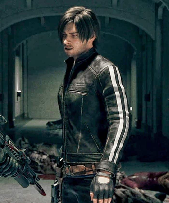 Resident Evil Vendetta Leon Kennedy Distressed Leather Jacket men