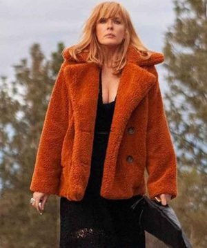 Yellowstone Beth Dutton Orange Fur Coat Women Size 2XL