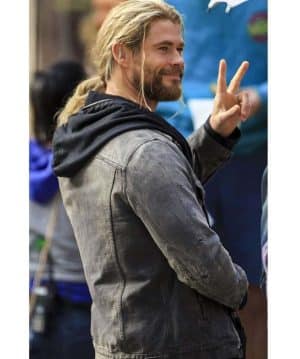 Thor-Ragnarok-Chris-Hemsworth-Grey-Denim-Jacket