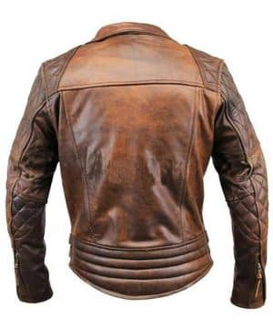 Classic Diamond Men Brown Biker Leather Jacket Outfit