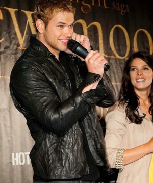 KELLAN LUTZ BLACK LEATHER JACKET