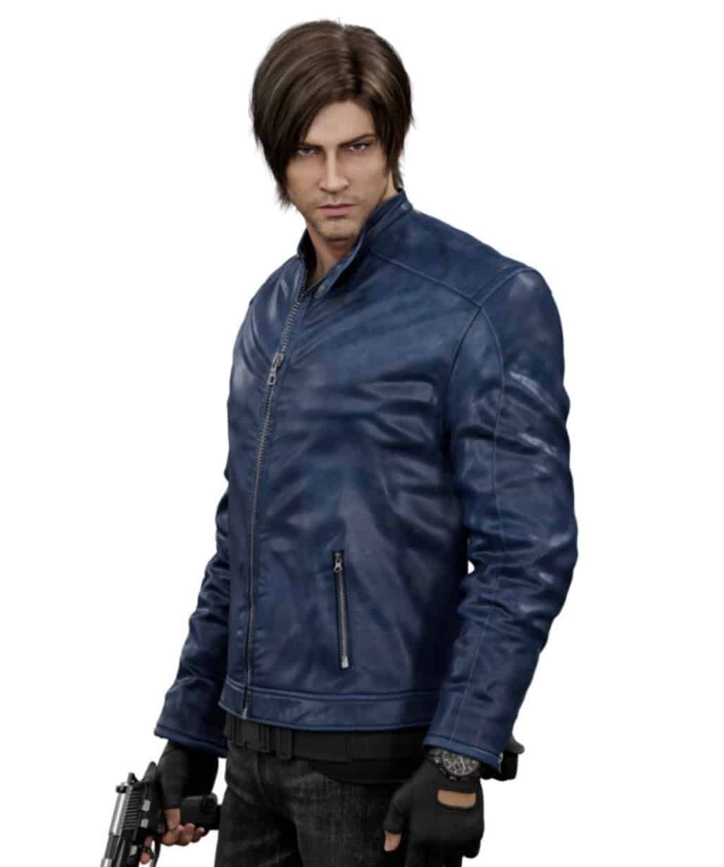 Resident Evil Death Island Leon Kennedy Blue Leather Jacket - USA Leather  Factory